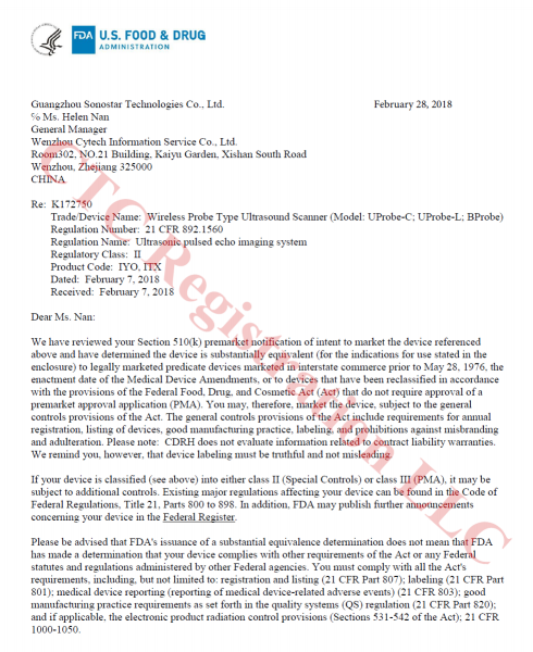 Sonostar wireless mini ultrasound scanner got FDA